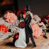 Skeleton Wedding Couple Statue Day of The Dead Dancing Skeleton Couple Halloween Romantic Wedding Bride Groom Figurine Resin