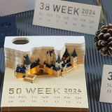 Castle 3D Memo Pad Multifunction 2024 Calendar Notepad Convenience Stickers with Light Christmas Gift