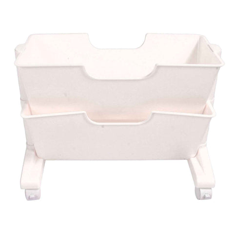 Double Layer Movable Deskside Bookshelf Removable Small Bookcase Dormitory Organize Trolley Shelf White In Australia - Darrahopens