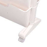 Double Layer Movable Deskside Bookshelf Removable Small Bookcase Dormitory Organize Trolley Shelf White
