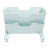 Double Layer Movable Deskside Bookshelf Removable Small Bookcase Dormitory Organize Trolley Shelf Blue In Australia - Darrahopens