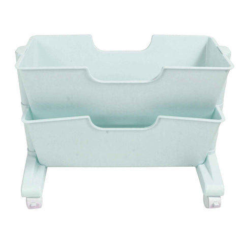 Double Layer Movable Deskside Bookshelf Removable Small Bookcase Dormitory Organize Trolley Shelf Blue In Australia - Darrahopens