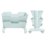 Double Layer Movable Deskside Bookshelf Removable Small Bookcase Dormitory Organize Trolley Shelf Blue