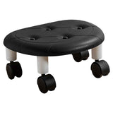 Round Low Rolling Stools Fuax Leather Universal Wheel Small Roller Swivel Stool High Weight Capacity for Home Black In Australia - Darrahopens