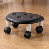 Round Low Rolling Stools Fuax Leather Universal Wheel Small Roller Swivel Stool High Weight Capacity for Home Black In Australia - Darrahopens