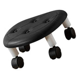 Round Low Rolling Stools Fuax Leather Universal Wheel Small Roller Swivel Stool High Weight Capacity for Home Black