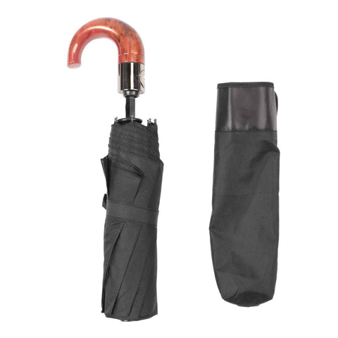 Automatic Folding Umbrella 10 Ribs Triple Folding Imitation Wood Handle Automatic Open Close Umbrella for Outdoor Gift In Australia - Darrahopens