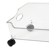 Wheeled Storage Containers Plastic Transparent Under Desk Book Storage Box with Roller for School Dorm Office Bedroom