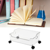 Wheeled Storage Containers Plastic Transparent Under Desk Book Storage Box with Roller for School Dorm Office Bedroom