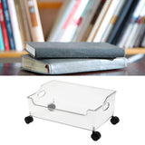 Wheeled Storage Containers Plastic Transparent Under Desk Book Storage Box with Roller for School Dorm Office Bedroom