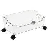 Wheeled Storage Containers Plastic Transparent Under Desk Book Storage Box with Roller for School Dorm Office Bedroom