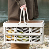 Camping Picnic Basket Foldable Large Capacity Multifunction Handheld Camping Storage Basket Camping Storage Box Grey White M In Australia - Darrahopens