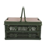 Camping Picnic Basket Foldable Large Capacity Multifunction Handheld Camping Storage Basket Camping Storage Box Green S