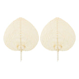 2 Pcs Handheld Leaf Braided Fan Handmade Bamboo Straw Chinese Craft Fan for Decoration In Australia - Darrahopens