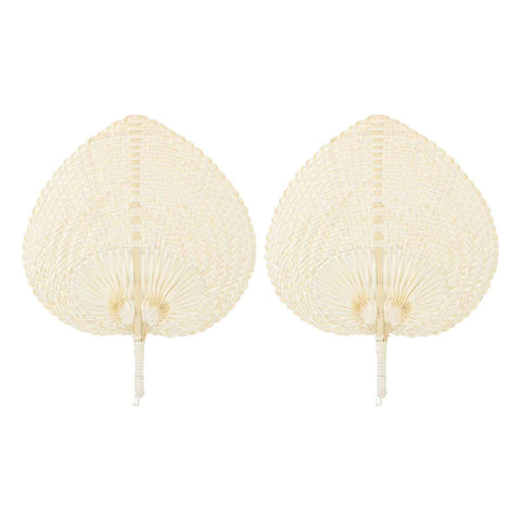 2 Pcs Handheld Leaf Braided Fan Handmade Bamboo Straw Chinese Craft Fan for Decoration In Australia - Darrahopens