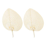 2 Pcs Handheld Leaf Braided Fan Handmade Bamboo Straw Chinese Craft Fan for Decoration In Australia - Darrahopens