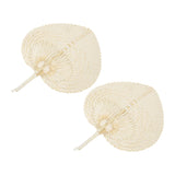2 Pcs Handheld Leaf Braided Fan Handmade Bamboo Straw Chinese Craft Fan for Decoration