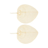 2 Pcs Handheld Leaf Braided Fan Handmade Bamboo Straw Chinese Craft Fan for Decoration