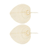 2 Pcs Handheld Leaf Braided Fan Handmade Bamboo Straw Chinese Craft Fan for Decoration