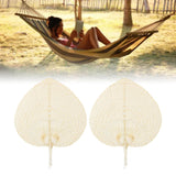 2 Pcs Handheld Leaf Braided Fan Handmade Bamboo Straw Chinese Craft Fan for Decoration