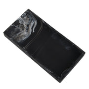 Silicone Storage Tray Shatterproof Key Finger Ring Countertop Sink Vanity Soap Dispenser Tray for Bathroom Marbling Black