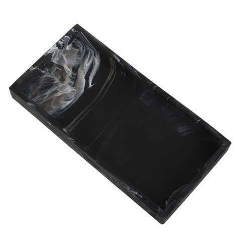 Silicone Storage Tray Shatterproof Key Finger Ring Countertop Sink Vanity Soap Dispenser Tray for Bathroom Marbling Black