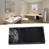 Silicone Storage Tray Shatterproof Key Finger Ring Countertop Sink Vanity Soap Dispenser Tray for Bathroom Marbling Black