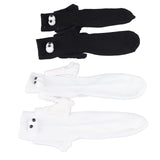 2 Pair Funny Magnetic Suction 3D Doll Couple Socks Funny Holding Hands Socks for Couple Black and White