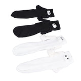 2 Pair Funny Magnetic Suction 3D Doll Couple Socks Funny Holding Hands Socks for Couple Black and White