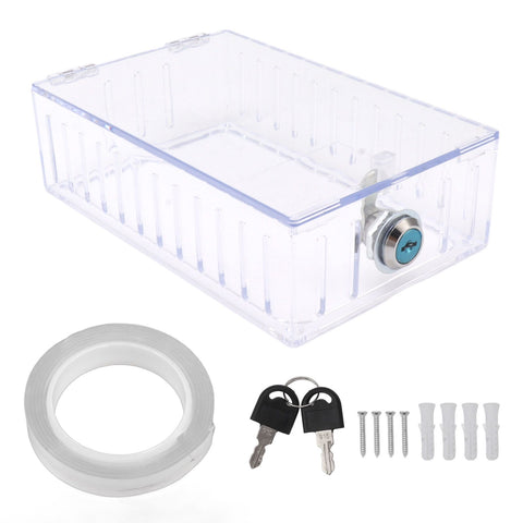 Thermostat Lock Box Large Universal Home Locking Thermostat Guard Clear Cover with Key for Thermostat On Wall
