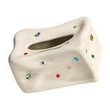 Ceramic Tissue Box Case Holder Decorative Elegant Facial Tissue Napkin Dispenser Box for Dinner Room Beige