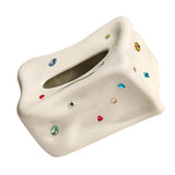 Ceramic Tissue Box Case Holder Decorative Elegant Facial Tissue Napkin Dispenser Box for Dinner Room Beige