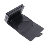 Card Holder Black Card Case RFID Blocking Aluminium Alloy PU Anti Degaussing Large Capacity Withstand Wear Card Wallet
