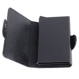 Card Holder Black Card Case RFID Blocking Aluminium Alloy PU Anti Degaussing Large Capacity Withstand Wear Card Wallet