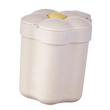 Desktop Trash Bin with Lid Flower Shape Small Garbage Can Large Opening Storage Paper Basket White