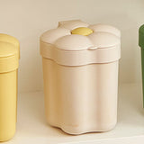 Desktop Trash Bin with Lid Flower Shape Small Garbage Can Large Opening Storage Paper Basket White