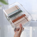 Desk Storage Box Plastic Large Capacity Dustproof Multi Functional Phone Case Storage Holder with Lid Transparent