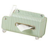 Tissue Box Cover HIPS ABS Multifunctional Desktop Rectangular Napkin Dispenser Holder with Stationery Box for Living Room Bedroom Green