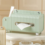 Tissue Box Cover HIPS ABS Multifunctional Desktop Rectangular Napkin Dispenser Holder with Stationery Box for Living Room Bedroom Green