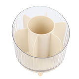Rotating Makeup Brush Holder 360 Degree Rotating Makeup Brush Organizer Desktop Large Capacity Lipstick Cosmetics Storage Box Cream White