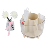 Rotating Makeup Brush Holder 360 Degree Rotating Makeup Brush Organizer Desktop Large Capacity Lipstick Cosmetics Storage Box Cream White