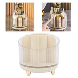 Rotating Makeup Brush Holder 360 Degree Rotating Makeup Brush Organizer Desktop Large Capacity Lipstick Cosmetics Storage Box Cream White
