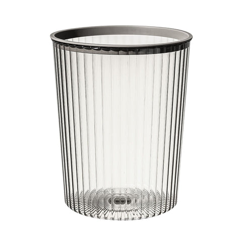 Transparent Garbage Bin with Top Ring Easy Attached Lid Free Large Capacity Trash Bin Can for Household Gray