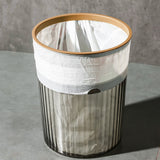 Transparent Garbage Bin with Top Ring Easy Attached Lid Free Large Capacity Trash Bin Can for Household Coffee Color