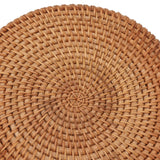 Handwoven Round Rattan Bag Tropical Beach Style Woven Shoulder Rattan Bag with Leather Strap 20cm Diameter Plain Colour Leather Buckle with Lining In Australia - Darrahopens
