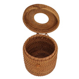 Rectangular Rattan Tissue Box Cover Rattan Woven Tissue Box Holder for Bathroom Organizer Countertop Bedroom Living Room Car Office Cylinder Style