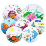 Kids Paper Parasol Bamboo and Paper Chinese Style Elegant White DIY Paper Umbrellas for Decoration 58cm/22.8in