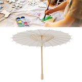 Kids Paper Parasol Bamboo and Paper Chinese Style Elegant White DIY Paper Umbrellas for Decoration 28cm/11in