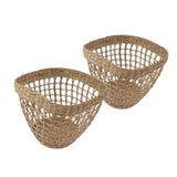 2PCS Woven Basket Handwoven Sea Grass Storage Basket for Flower Plant Farmhouse Home Decor