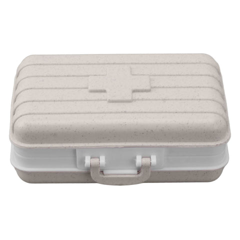 Mini Medicine Box 6 Compartments Luggage Design Tight Sealing Plastic Medicine Container for Pocket Travel Beige